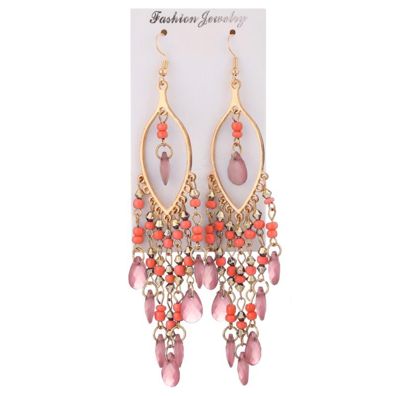 Boho Style Beaded Tassel Earrings Exquisite All-Match Lady Earrings Fashion Elegant Earring
