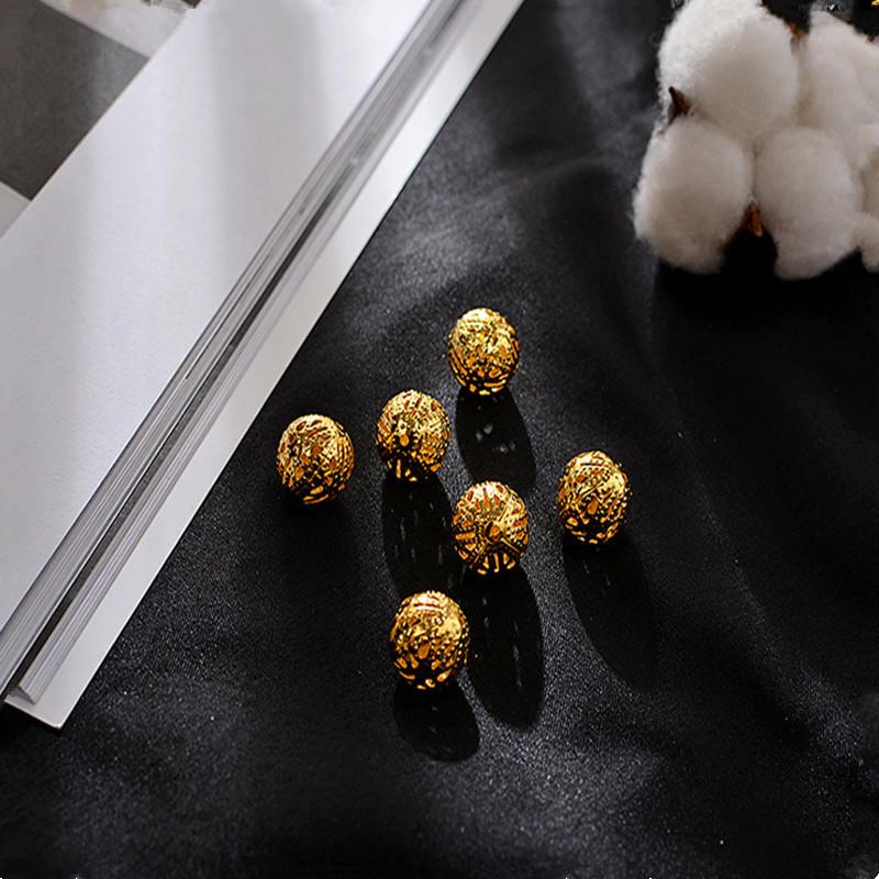 50Pcs DIY Manual Plated Gold Silver Hollow Beads Jewelry Accessories