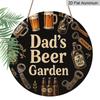 2D Flat 1pc, 8x8 in, Vintage Beer Garden Aluminum Metal Decorative Signs & Plaques - Dad's Beer Garden Wall Art with Beer Mugs, Bottles & Rustic