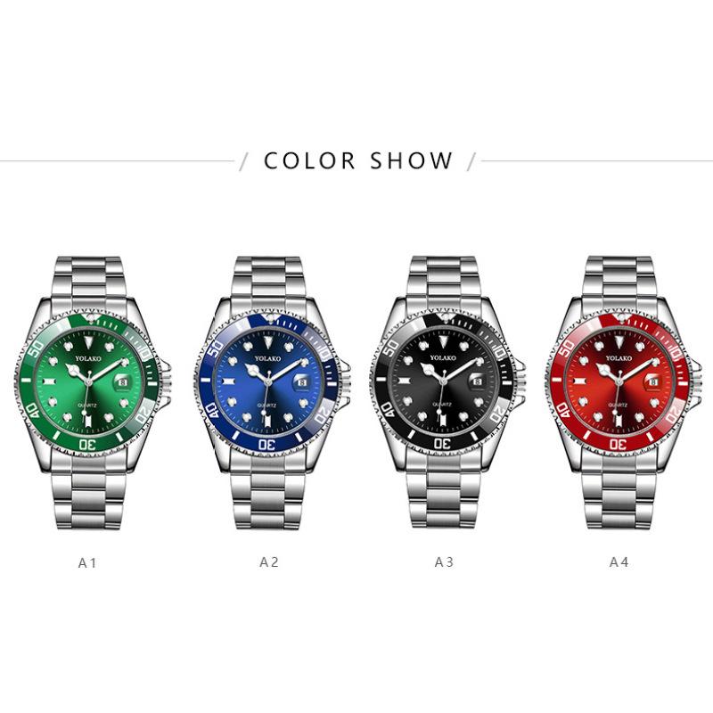 Взрывоопасные зеленые часы-призраки с календарем, стальной ремень, высококачественные кварцевые мужские часы