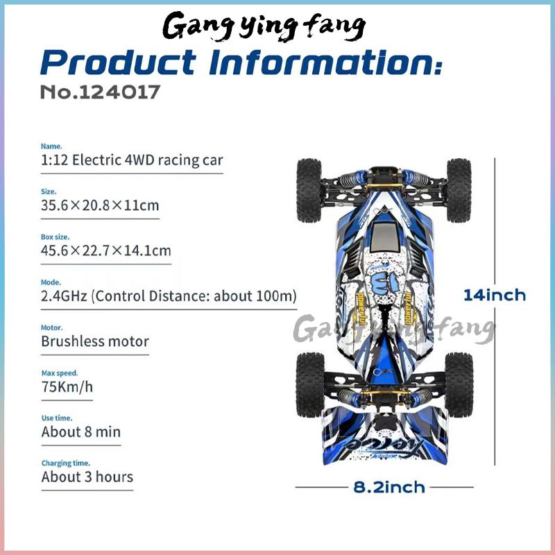 1/12 124017 Wltoys -V8 2.4G Гоночные RC Машинки 4WD Бесколлекторный Двигатель 75 км/ч Высокоскоростные Пульт Дистанционного Управления Внедорожные Дрифт Игрушки Для Взрослых
