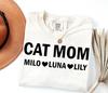 Comfort Colors Custom Cat Mom Shirt, New Cat Mom Tshirt, Cat Mom Teewith Cat Names Tee, Retro Cat Dad Top, Cats Club Matching Outfit