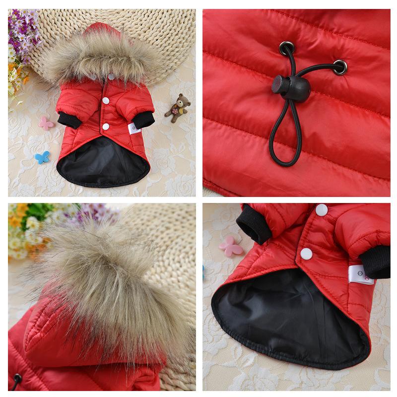 Warm Small Dog Clothes Winter Solid Color Coat Soft Fur Hood Puppy Jacket Waist Paded Warm Outfits for Chihuahua Bichon