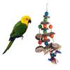 Parrot Chew Toy with Hook Colorful Wooden Beads Ropes Natural Blocks Tearing Toys for Small Medium Birds