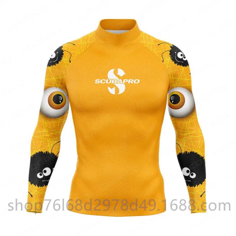 Mens UV Protection Rash Guard Long Sleeve Swim Shirt Snorkeling Diving Surfing Water Sports