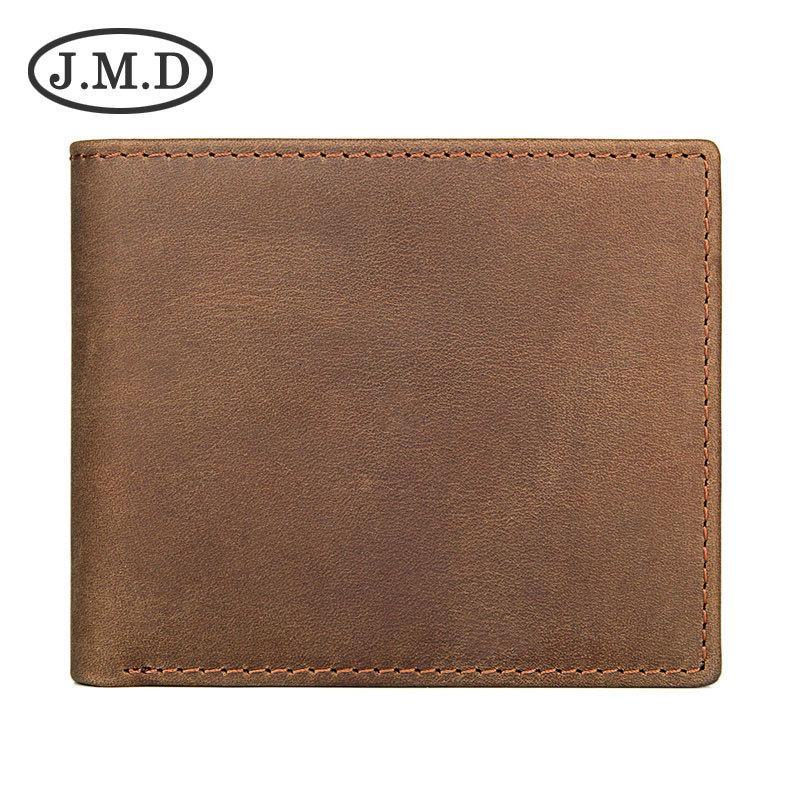 Jiamida Men’s Crazy Horse Leather Retro Cowhide Wallet – Short Dollar Clip with Multi-Card Slots