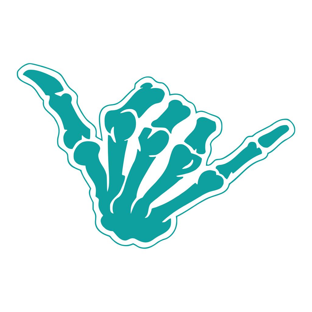 Skeleton Shaka Sign Hand Car Decal Skull Rock On Finger Silhouette Sticker Waterproof Removable Surf Punk Style Vehicle Window V