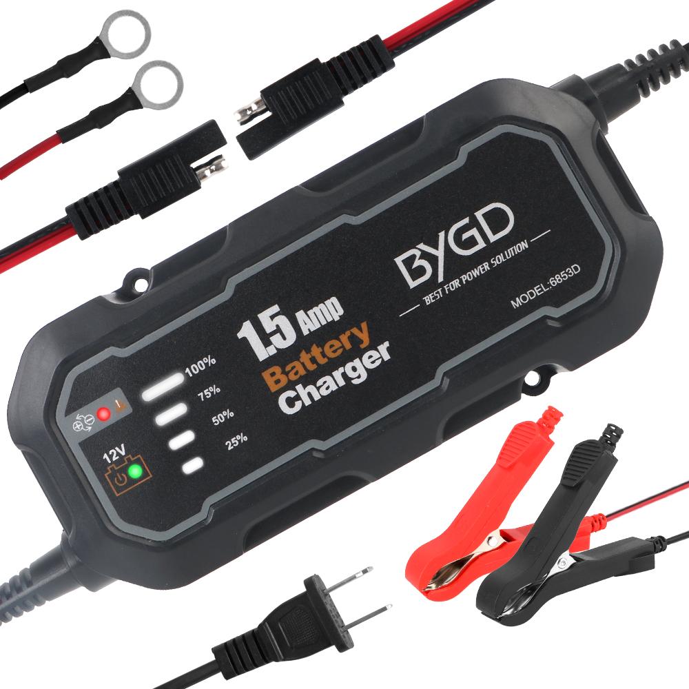 Автоматическое интеллектуальное зарядное устройство для мотоциклетного аккумулятора, поддерживающее устройство, автоматическое зарядное устройство для аккумулятора 12 В 1500 мА со светодиодом для автомобиля/дома на колесах/квадроцикла/лодки