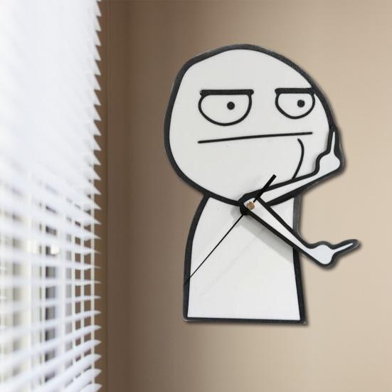 Забавные настенные часы в виде среднего пальца, простые в использовании, работающие от батареек, бесшумные, декоративные настенные часы, новинки, подарки