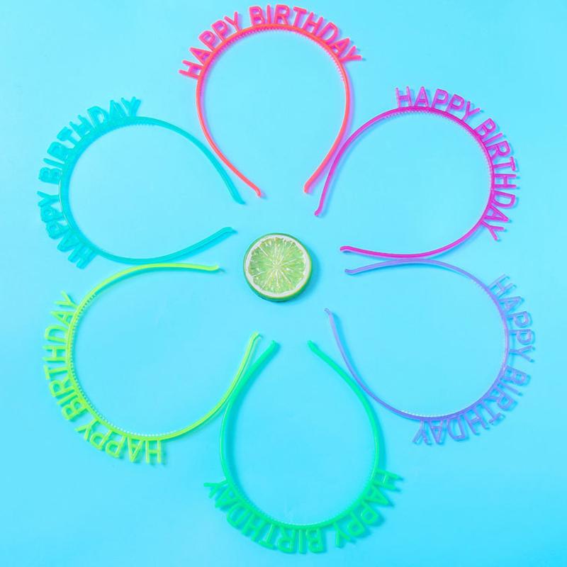 1 шт., новая флуоресцентная повязка для волос, светящаяся в темноте, повязка на голову с надписью «С Днем Рождения», светящаяся повязка на голову