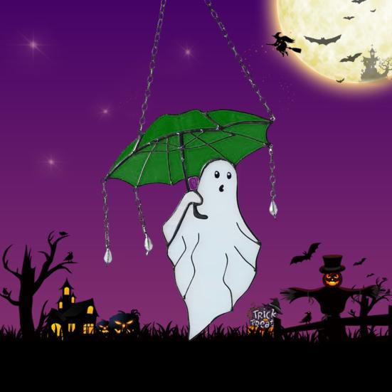 Halloween Umbrellas Ghost Hanging Decoration Home Office Indoor Outdoor Stained Glass Cartoon Ghost Wall