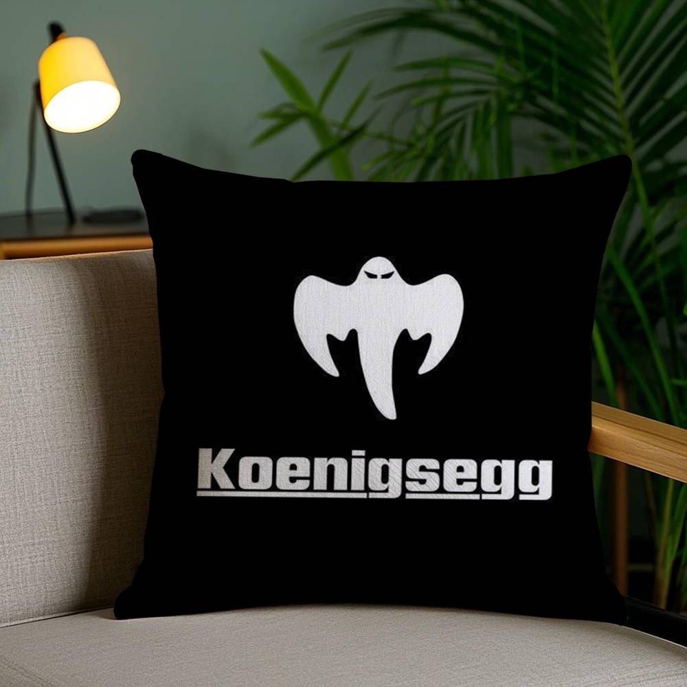 Чехол на подушку с логотипом роскошного автомобиля K-koenigsegg для офисного дивана, кресла в общежитии, короткий плюш, двусторонняя печать, чехол для домашней подушки