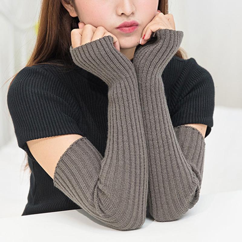 1 пара женских вязаных варежек, перчатки без пальцев, с длинным рукавом, на запястье, на руку, толстые, уличные