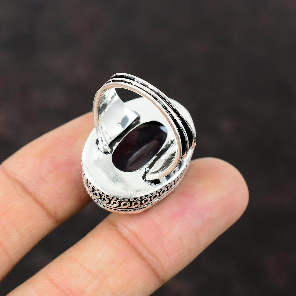 Кольцо с ограненным африканским аметистом Кольцо из стерлингового серебра 925 пробы Ручной работы Антикварное кольцо Красивое украшение с драгоценным камнем Винтажное кольцо Регулируемое