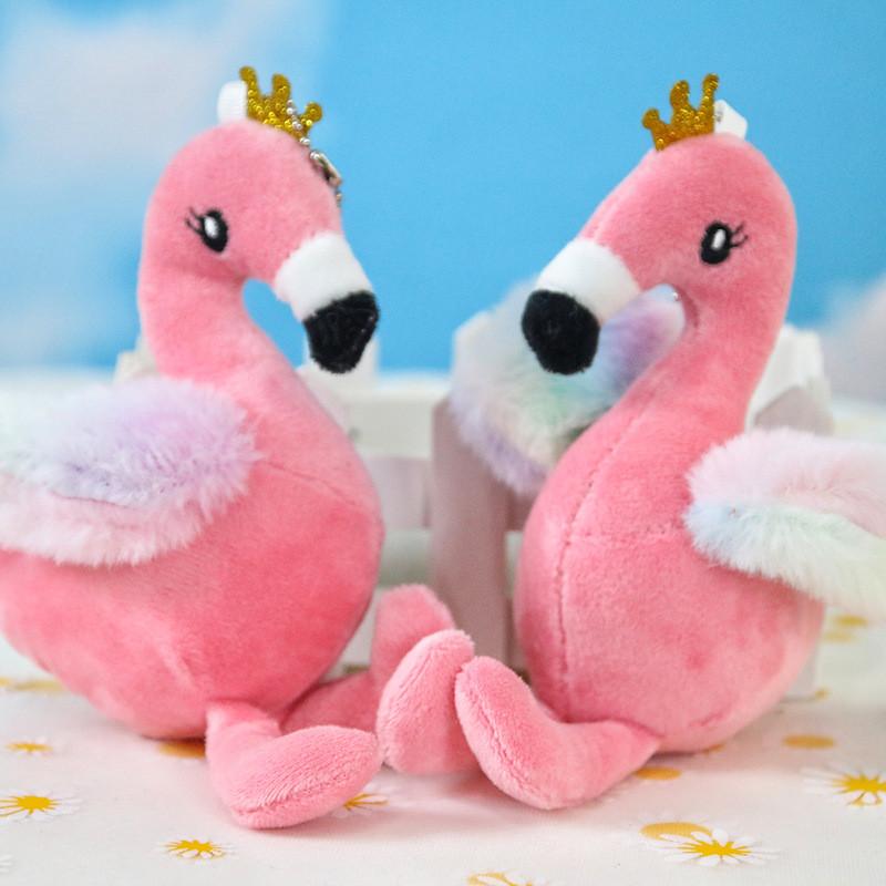 Soft Mini Flamingo Plush Toy Pink Bag Ornament Key Holder For Kids