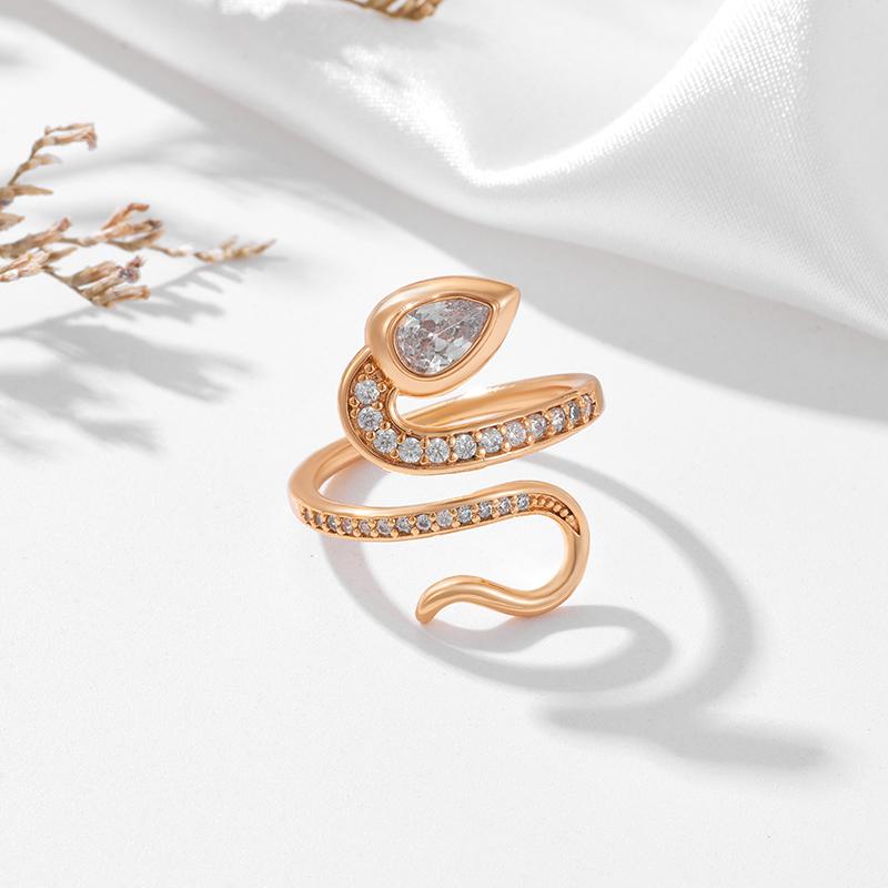 Кольцо Kinel из натурального циркона со змеей для женщин, роскошные вечерние украшения