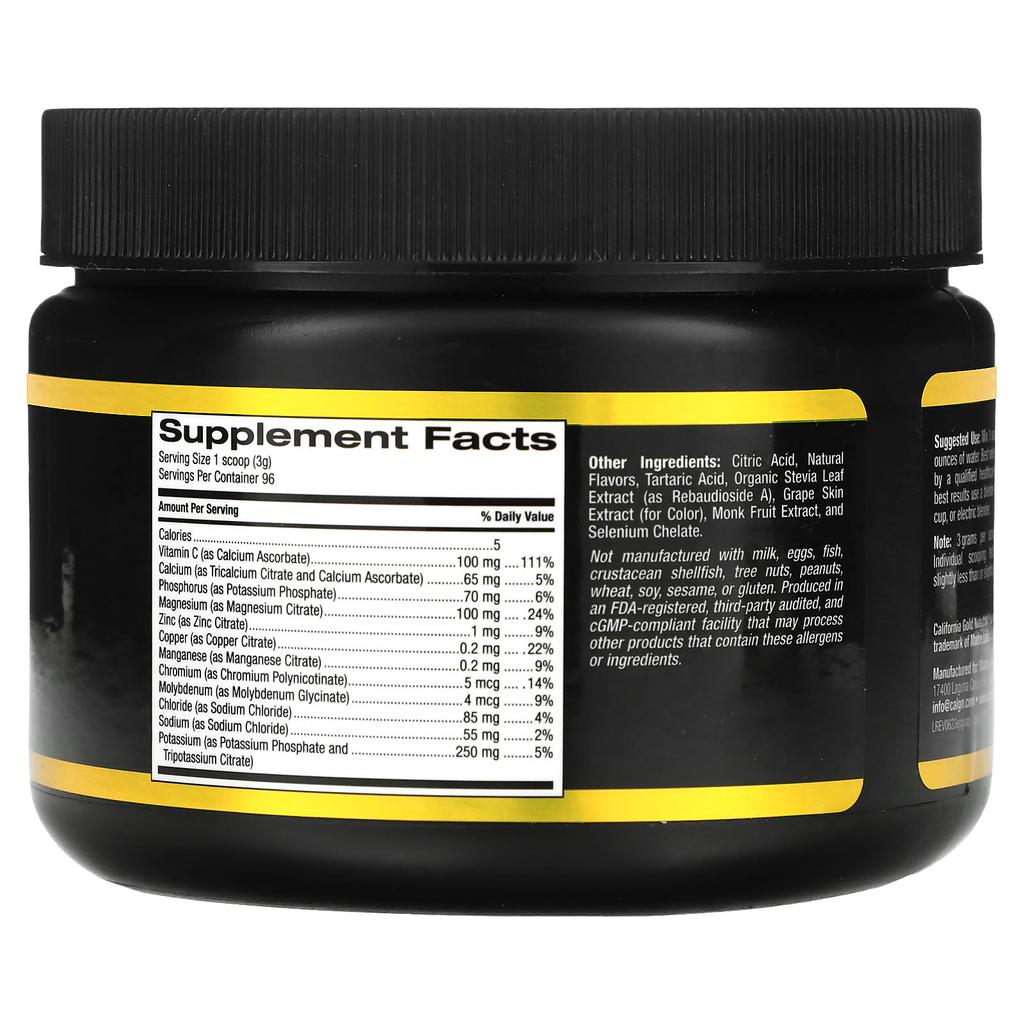 California Gold Nutrition Sport, Electrolyte Powder, Natural Grape Flavor, 10.15 Oz (288 G)