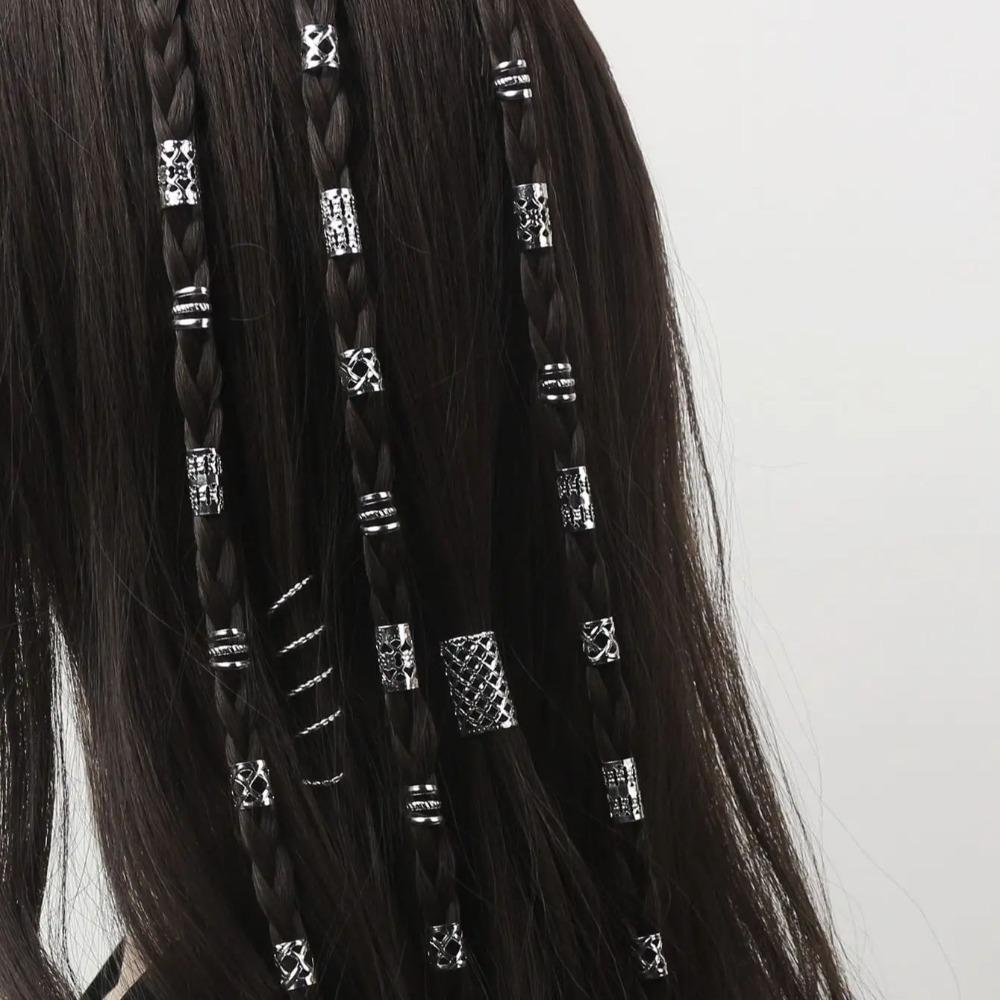 90 шт., плетение волос, полые кольца для волос, металлические зажимы для волос, трубочки для косичек, дреды, бусины, декор