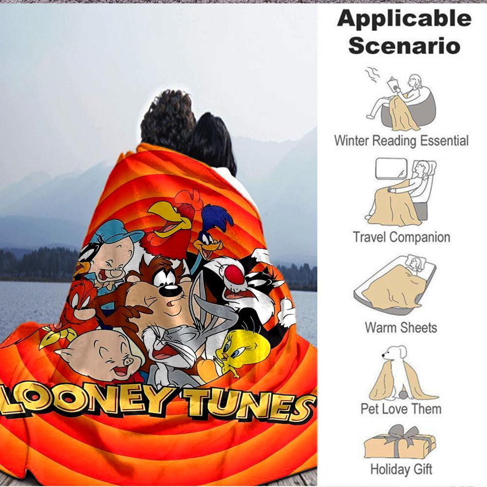 1 шт. Фланелевое одеяло Looney Tunes, легкое, мягкое, теплое, для всех сезонов, для дивана, кровати, путешествий, L1029004