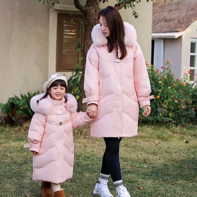 Пуховики для девочек зимой, средней длины и утепленные, пальто для родителей и детей