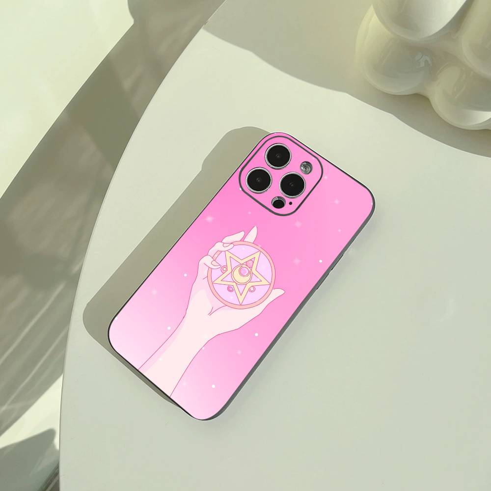 Чехол для телефона S-Sailor- Moon для iPhone 17,16,15,14,13,12,11 Pro Max,16/15/14Plus,XS Мягкий Черный Чехол