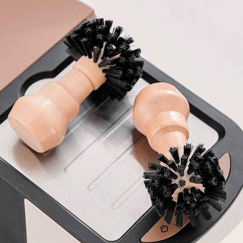 Wooden Handle Portafilter Cleaning Brush Professional Barista Brush Kitchen Use
