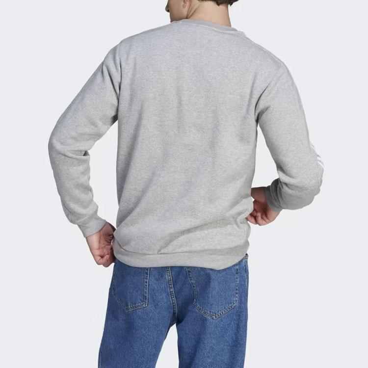 adidas Флисовый свитшот Essentials с 3 полосками, мужские топы, серый IJ6470