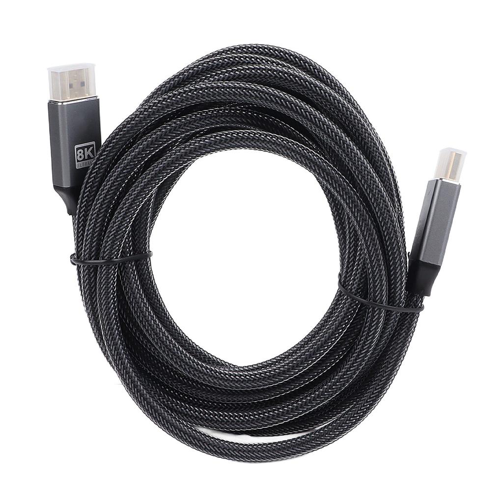 Кабель DisplayPort 1.4 8K длиной 16,4 фута, прочный нейлоновый стильный серый высокоскоростной кабель DisplayPort для ПК-дисплея