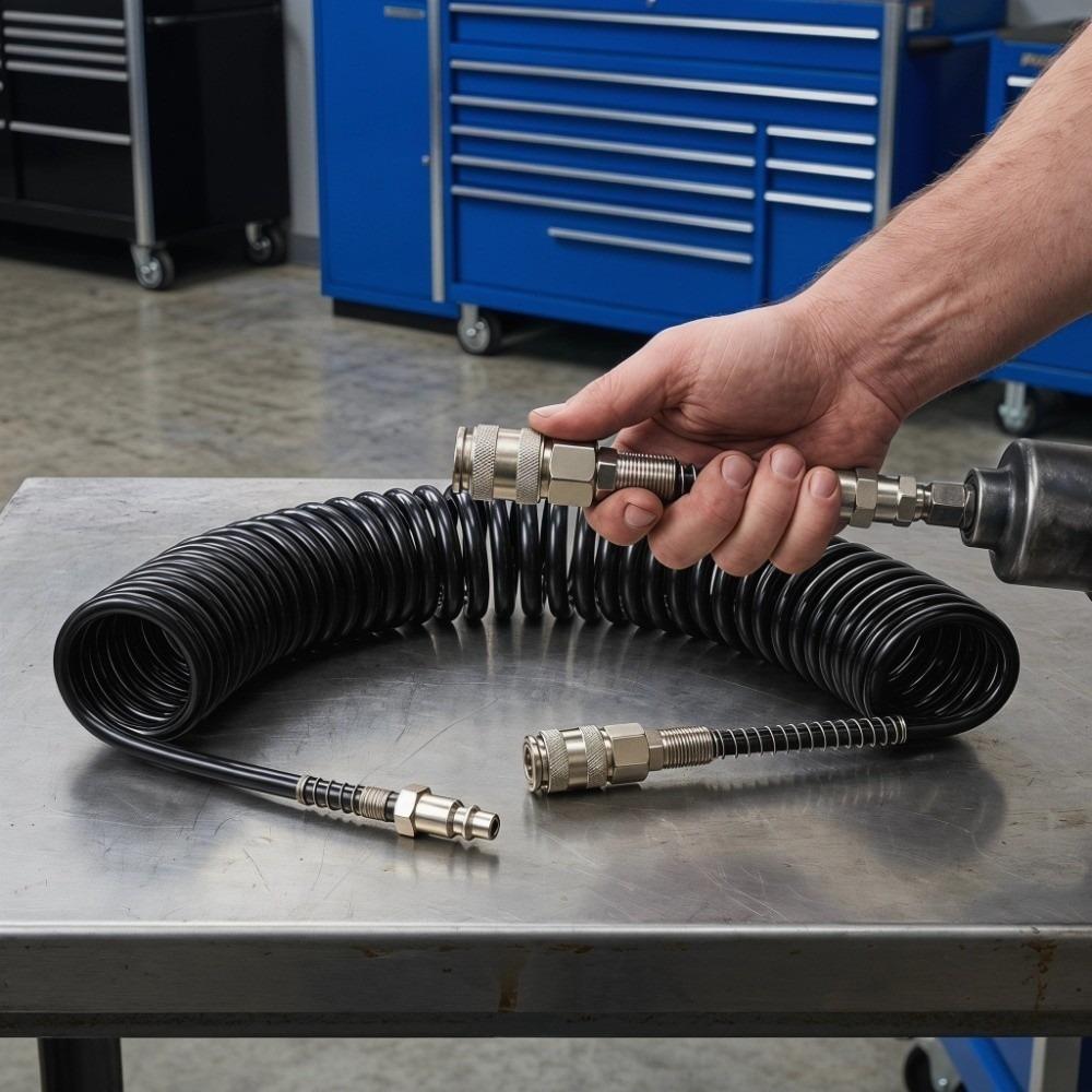 Coiled Coiled Air Hose Steel + PU Coiled Air Extension Hose  Air Compressor