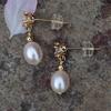 Simple and versatile temperament women's small crown zircon natural freshwater pearl 925 silver needle gold-plated stud earrings strong light rice bea