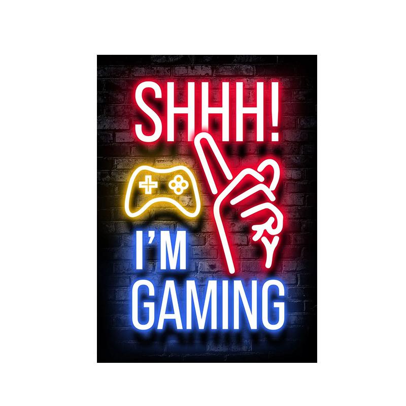 Модный ретро игровой неоновый постер и принты, современная картина на холсте, настенная художественная картина для мальчика-геймера, украшение для спальни, дома