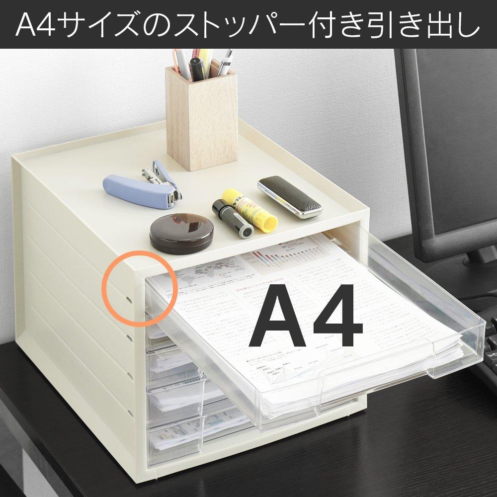 Iris Ohyama Letter Case A4 with Index Drawer Document Storage Plastic for Office Work from White [Shallow 5-Tier] Stickers, Case, Case, Desktop,
