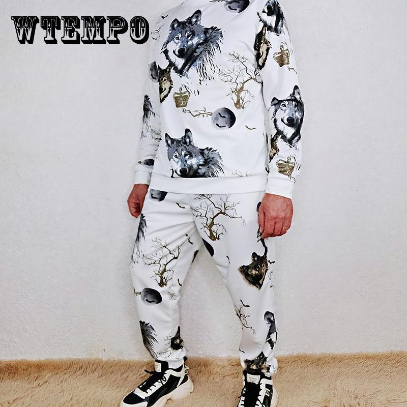 2 шт./компл., повседневный спортивный костюм, мужская осенняя толстовка с принтом, брюки, красивый комплект из двух предметов