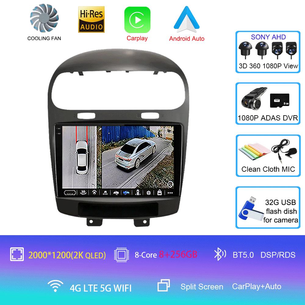 Для Dodge Journey Fiat Leap 2012-2020Автомобильное радио Навигация GPS Навигация Мультимедийный проигрыватель Android 14 2 Din Carplay WIFI+4G