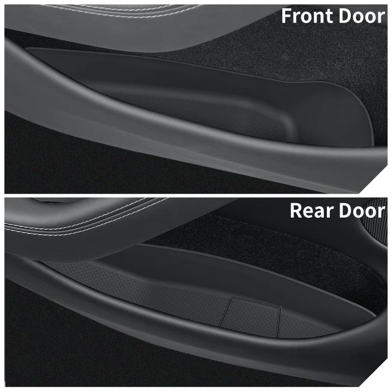 Для Tesla Model Y Launch 2025 Juniper Бокс для хранения в двери TPE Передний/Задний карман двери Внутренний органайзер Лоток Аксессуары для интерьера