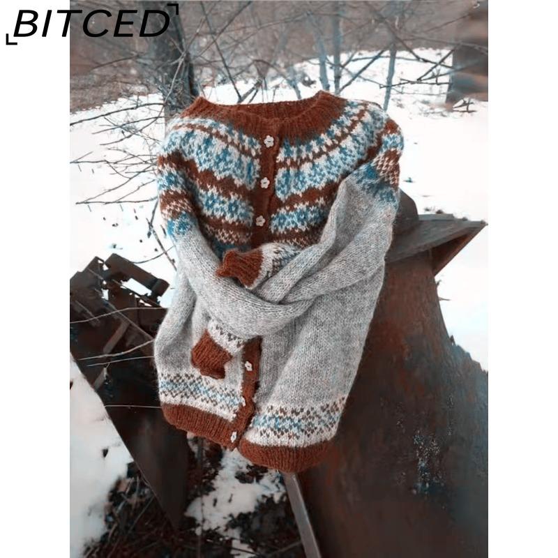 BITCED Женский кардиган - Оверсайз вязаный топ в стиле колор-блок