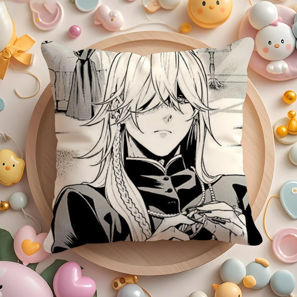 Pikpaka Anime Manga Black Butler Cushion Cover Plush Fabric Soft Double-Sided Printed Sofa Warm Winter Home Gift Pillow Cover