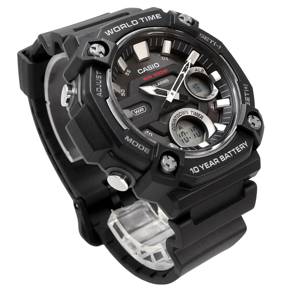 Casio Мировое время Телемемо Аналогово-цифровые Кварцевые часы AEQ-120W-1AV Мужские Черные