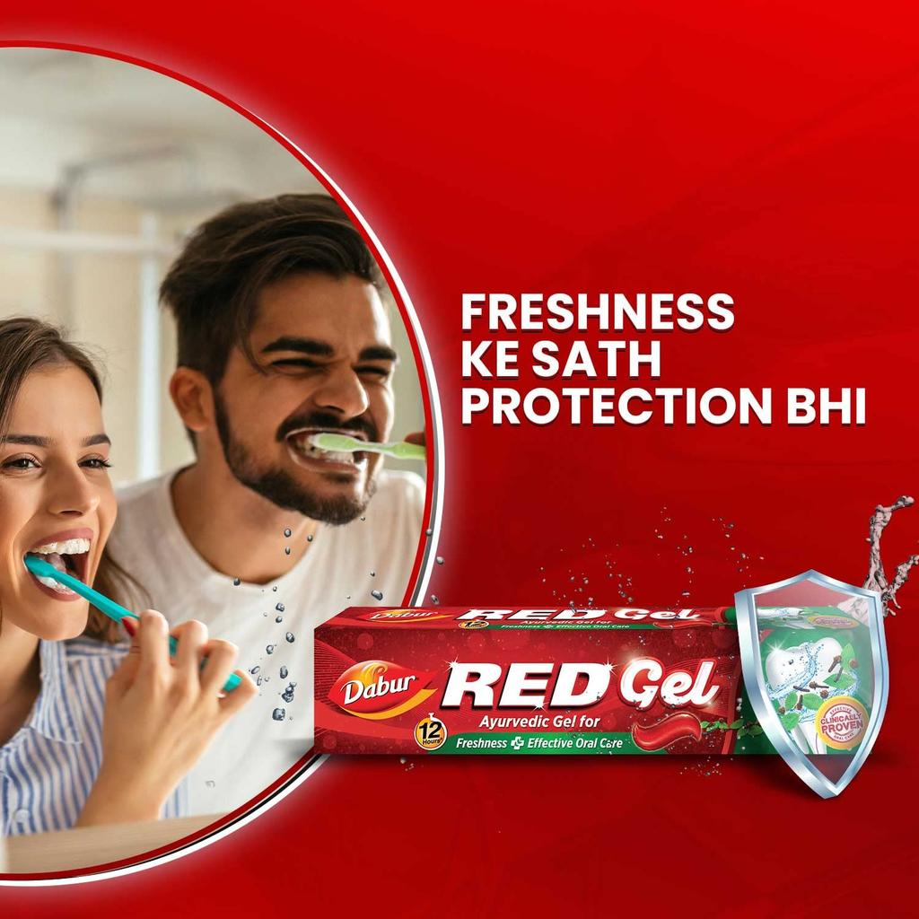 Dabur Красный гель Аюрведическая зубная паста 600 г Упаковка из 4 штук | Свежее дыхание, Защита от зубного налета и гингивита | Натуральный уход за полостью рта для здоровых десен