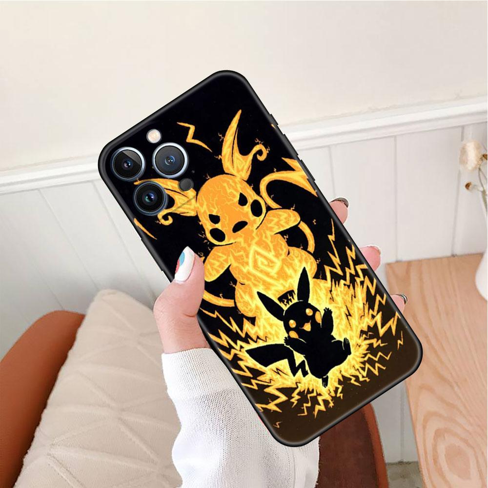 Чехол Case Для Apple iPhone 14 11 13 7 12 15 Pro 7 XR XS Max 8 Plus 6 14Pro 13Mini Черный Мягкий Телефон Coque Покемон Пикачу Крутой