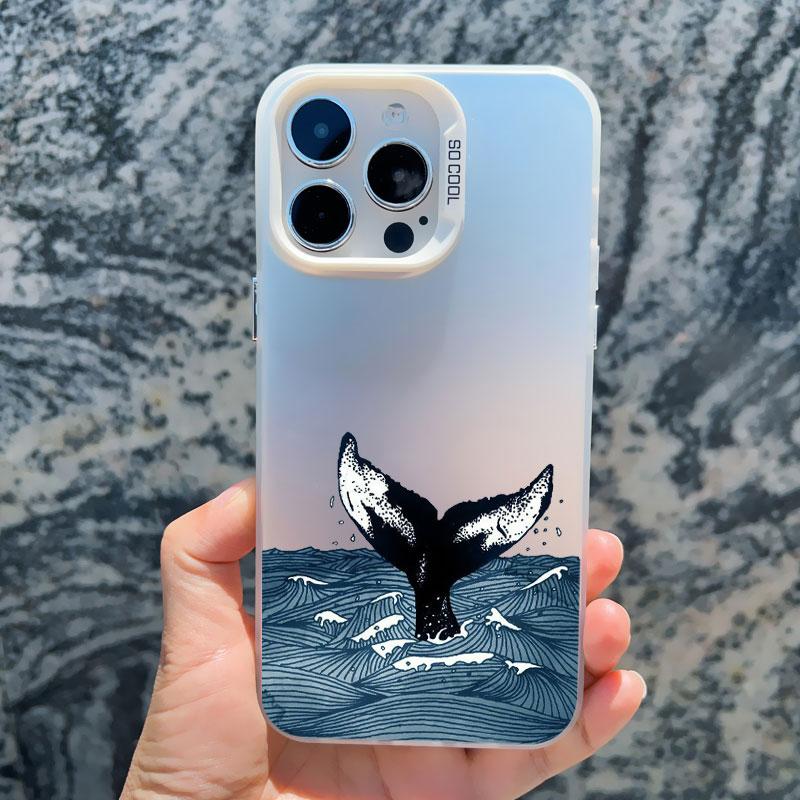 Крутой чехол для телефона с узором морской черепахи для iPhone 15 14 Pro Max 11 12 13 Pro Max Mini 15 Plus Сине-морской дизайн черепахи Лазерные чехлы
