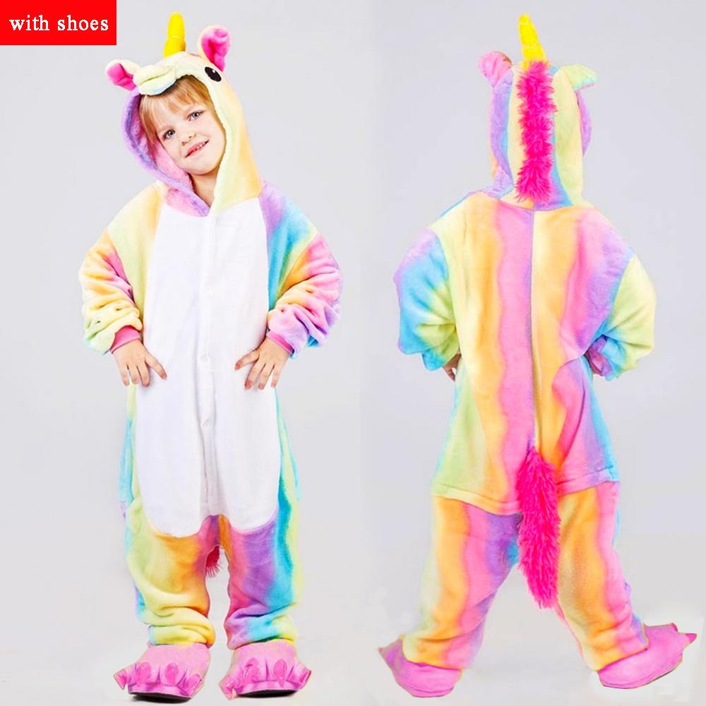 Комбинезон кигуруми, детские пижамы с единорогом для детей, детские пижамы с героями мультфильмов, детский костюм, зимний костюм для девочек, единорог, Jumspuit