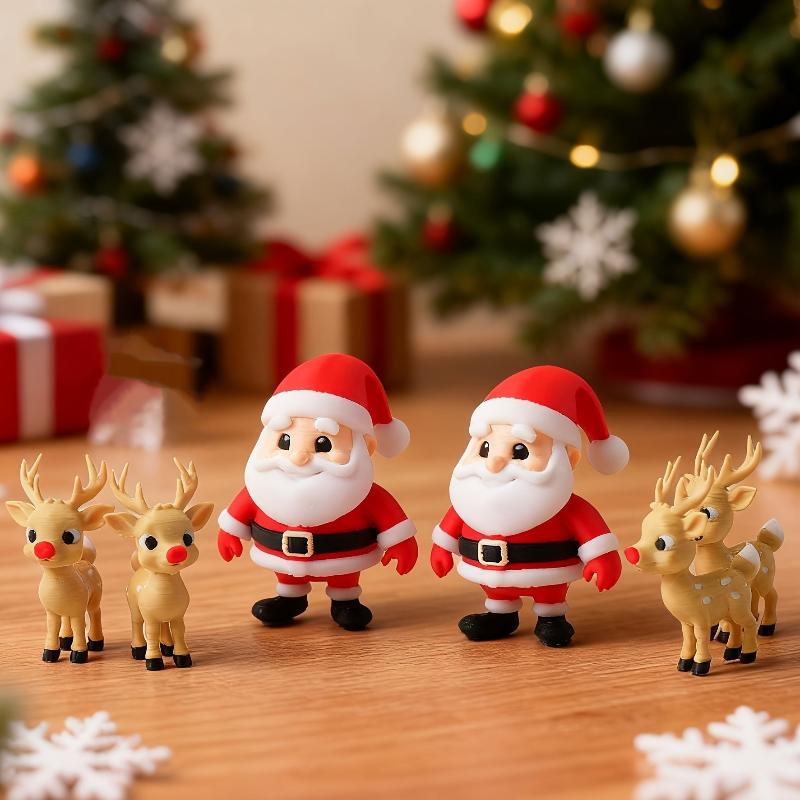 3D Printed Santa Reindeer Figurine Festive Christmas Desktop Ornament for 2027 New Year Party Table Centerpiece