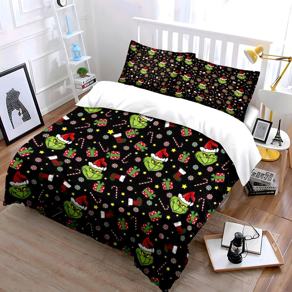 Merry Christmas Gift Box Design Bedding set (1 duvet cover, 2 pillowcases, duvet not included)