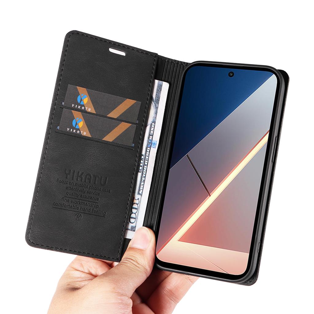 Для Xiaomi Poco M7 4G (169 мм) Кожаный чехол YIKATU YK-004 Чехлы-кошельки для телефона с эффектом кожи