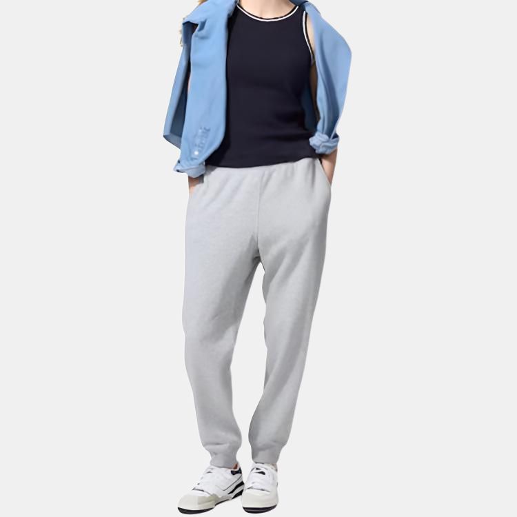 Uniqlo Однотонные трикотажные спортивные штаны с карманами, кулиской и манжетами, унисекс, серые 451648-05