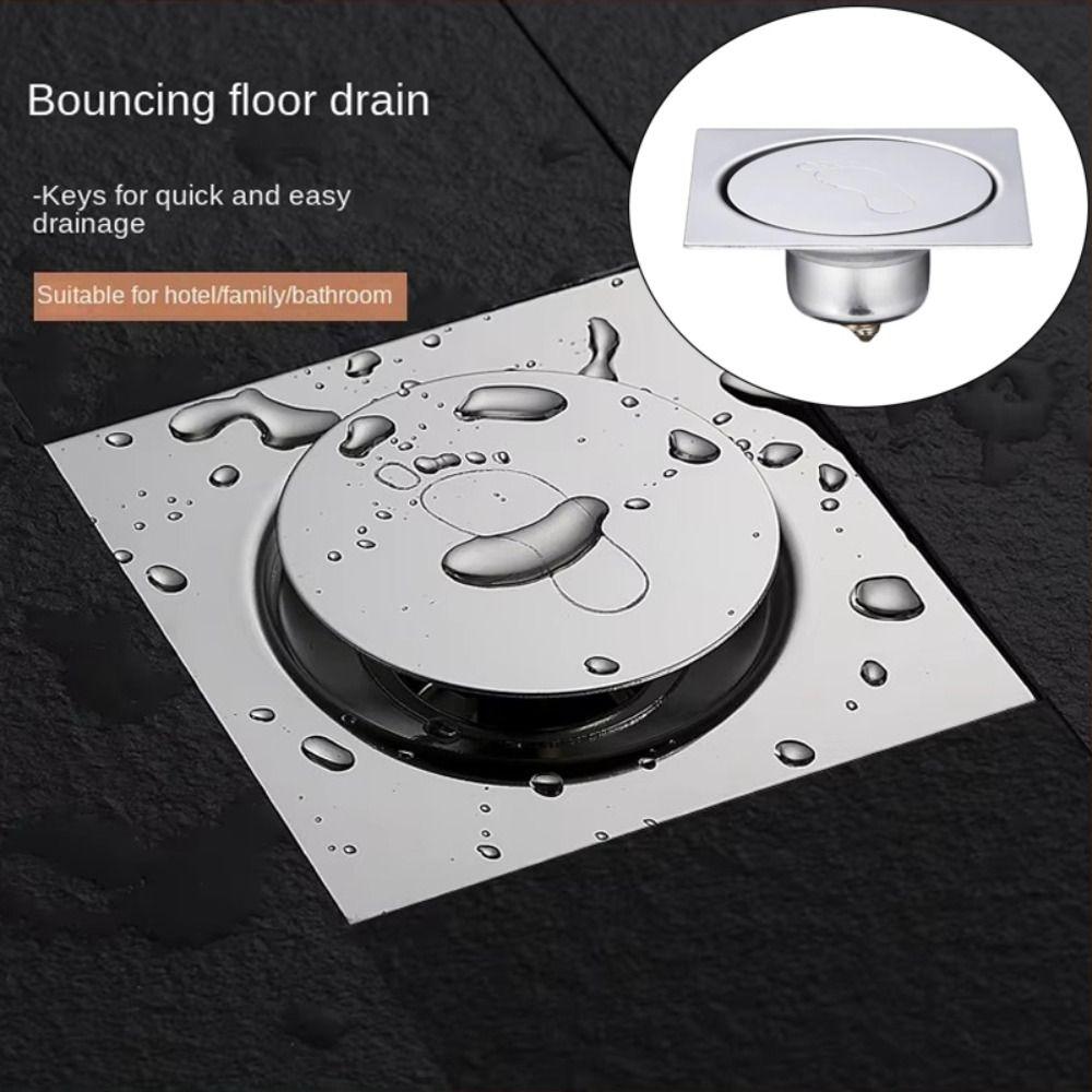 Pop Up Bounce Press-Type Floor Drain Metal Drain Filter Creative Shower Foot Floor Drain