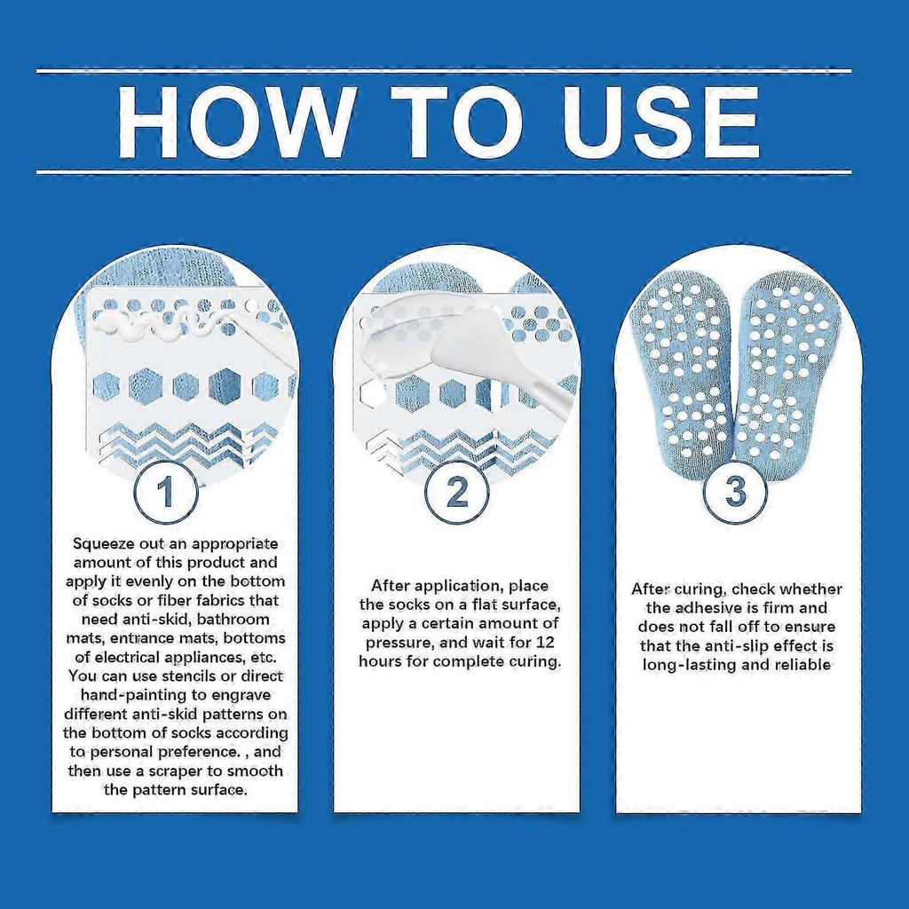 Non-Slip Rubber Adhesive for Socks & Mats | Waterproof Silicone Coating for Customizable, Durable, and Safe Anti-Slip Solutions | Easy to Apply & Perf