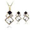 Square Diamond Inlaid Necklace Earrings Set Collarbone Chain Accessories Gifts Fashion Creative Decoration Korean Minimalist