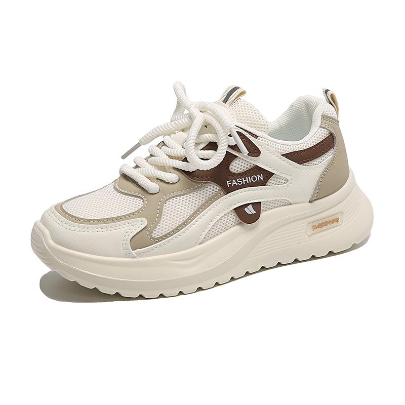 Весенние новые женские повседневные спортивные туфли для студентов, сетчатые, дышащие, с толстой подошвой, увеличивающие рост, туфли для папы, женская обувь Douyin live